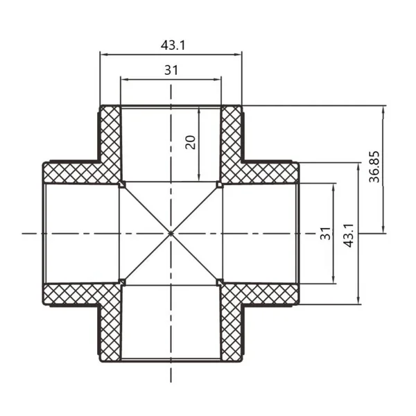 Крестовина Thermo Alliance PPR серая 32 мм (DSF003)
