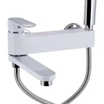 Смеситель для ванны Qtap Jay 260 латунный хром/белый с поворотным изливом и душевым гарнитуром (QTJAY260CRW45554)