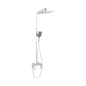 Душова система Qtap QTSWA111CRM45566 Swan Cascada латунна хромована з поворотним виливом на 3 споживачі (QTSWA111CRM45566)