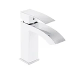 Змішувач для раковини Qtap Swan Cascada QTSWA270CRW45568 латунний хромований з білим одноважільний (QTSWA270CRW45568)