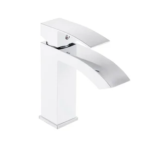 Змішувач для раковини Qtap Swan Cascada QTSWA270CRW45568 латунний хромований з білим одноважільний (QTSWA270CRW45568)