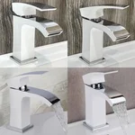 Змішувач для раковини Qtap Swan Cascada QTSWA270CRW45568 латунний хромований з білим одноважільний (QTSWA270CRW45568)