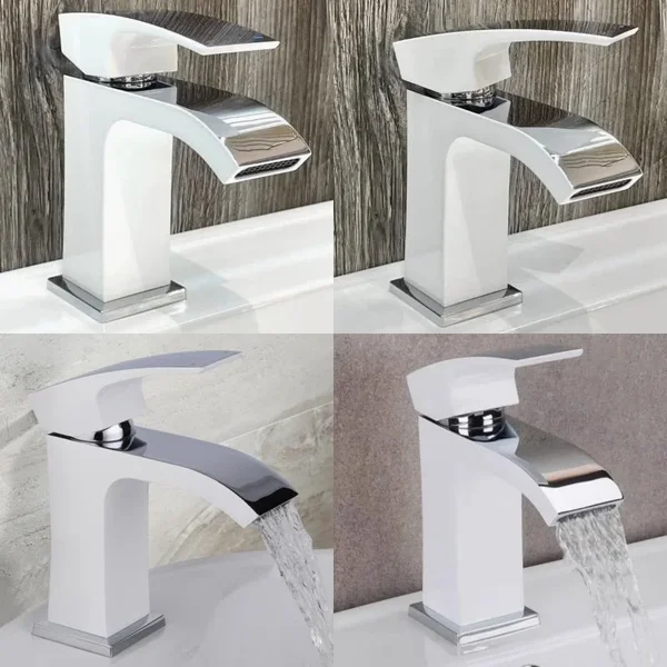 Змішувач для раковини Qtap Swan Cascada QTSWA270CRW45568 латунний хромований з білим одноважільний (QTSWA270CRW45568)