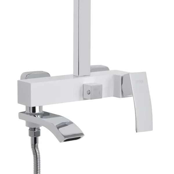 Душова система Qtap Swan Cascada QTSWA111CRW45570 латунна хром/білий з виливом на три споживачі (QTSWA111CRW45570)