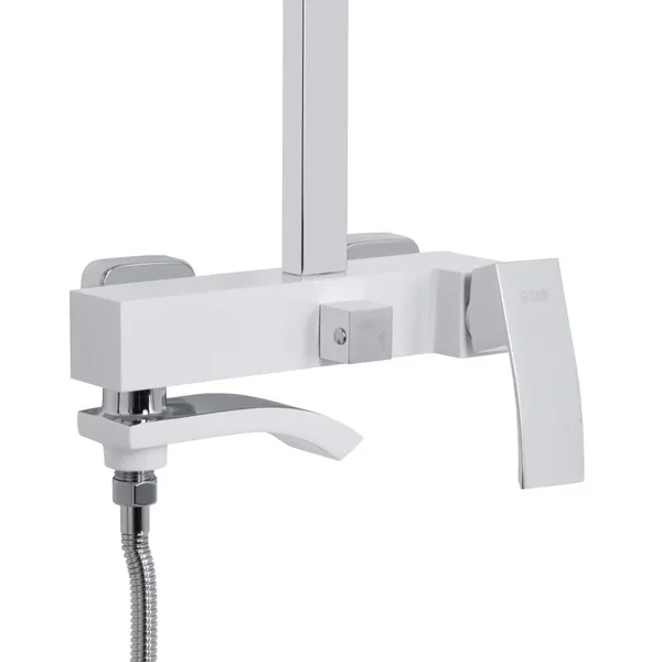 Душова система Qtap Swan Cascada QTSWA111CRW45570 латунна хром/білий з виливом на три споживачі (QTSWA111CRW45570)