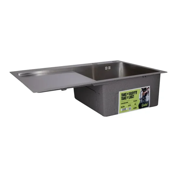 Мийка для кухні інтегрована Lidz Handmade H7849L крило ліворуч (LDH7849BRUL45592) Brushed Steel 3,0/1,0 мм