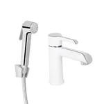 Змішувач для раковини Qtap Grand QTGRA272CRW45671 латунний хром/білий з гігієнічним душем (QTGRA272CRW45671)