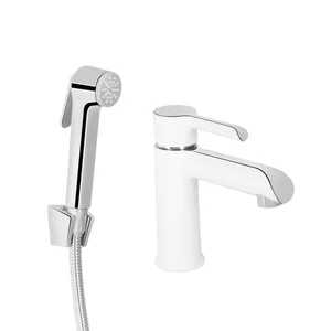 Змішувач для раковини Qtap Grand QTGRA272CRW45671 латунний хром/білий з гігієнічним душем (QTGRA272CRW45671)