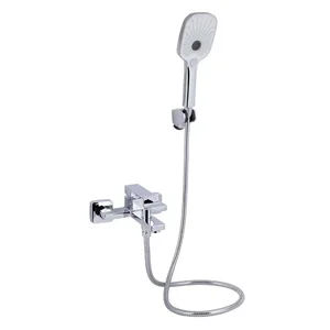 Смеситель для ванны Qtap Gemini QTGEM259CRM45681 латунный хромированный с душевым гарнитуром (QTGEM259CRM45681)