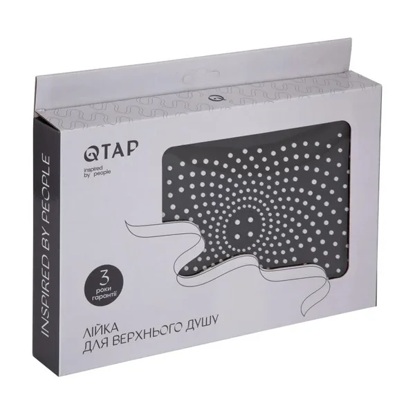 Лійка для верхнього душу Qtap QTHLA107CRM45784 Hlavova прямокутна 260×180 мм з ABS пластику, хром/чорний (QTHLA107CRM45784)