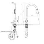 Смеситель для кухни Qtap Rozcesti QTROZ366GMB45939 латунный gunmetal black с выдвижным изливом и краном для питьевой воды (QTROZ366GMB45939)