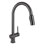 Смеситель для кухни Qtap Rozcesti QTROZ366GMB45939 латунный gunmetal black с выдвижным изливом и краном для питьевой воды (QTROZ366GMB45939)