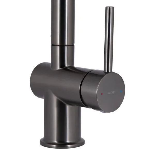 Смеситель для кухни Qtap Rozcesti QTROZ366GMB45939 латунный gunmetal black с выдвижным изливом и краном для питьевой воды (QTROZ366GMB45939)