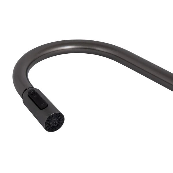Смеситель для кухни Qtap Rozcesti QTROZ366GMB45939 латунный gunmetal black с выдвижным изливом и краном для питьевой воды (QTROZ366GMB45939)