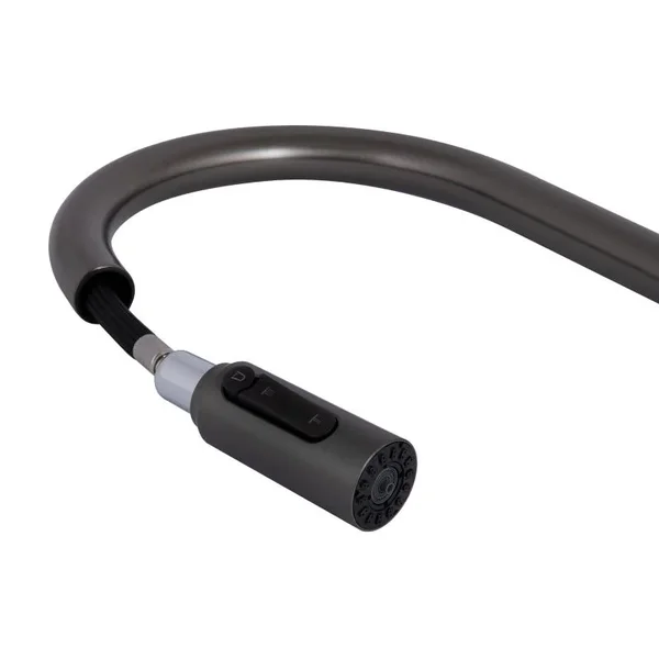 Смеситель для кухни Qtap Rozcesti QTROZ366GMB45939 латунный gunmetal black с выдвижным изливом и краном для питьевой воды (QTROZ366GMB45939)