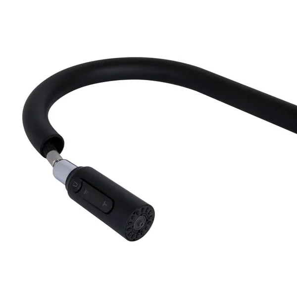 Смеситель для кухни Qtap Rozcesti QTROZ366BLM45940 латунный черный матовый с выдвижным изливом и краном для питьевой воды (QTROZ366BLM45940)
