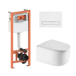 Готове рішення Qtap для ванної кімнати: підвісний унітаз Taurus Ultra Quiet 485×360×350 + комплект інсталяції Nest 4 в 1 (лінійна клавіша White)