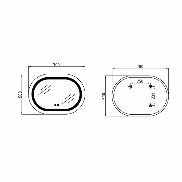 Дзеркало Qtap Gemini 500х700 з LED-підсвічуванням Touch, з антизапотіванням, з димером, рег. темп. кольору (3000-6500K) QT2578R5070