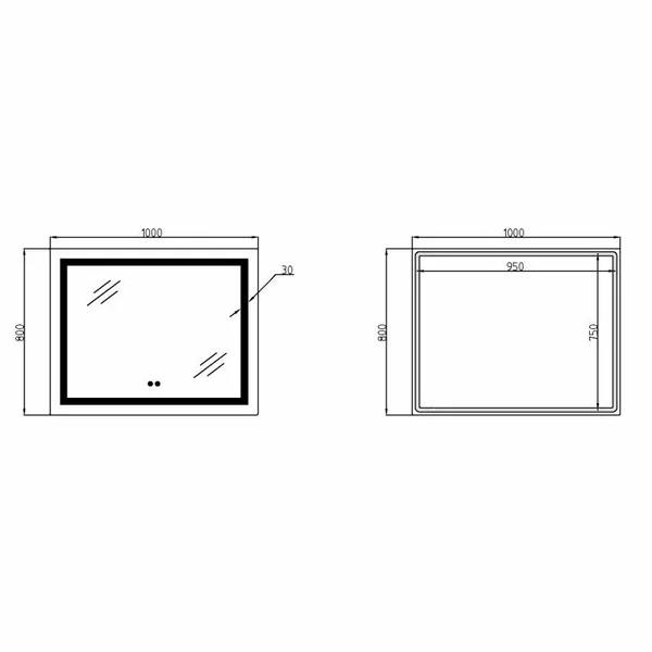 Дзеркало Lidz Kubis 1000×800 мм з сенсорною LED-підсвіткою, антизапотіванням та димером (LD78LF61410080)