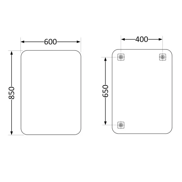 Дзеркало Lidz LD78NI6085 Nicole 600×850 мм настінне прямокутне із заокругленими кутами (LD78NI6085)