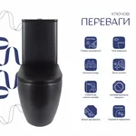 Унітаз-компакт підлоговий Qtap Robin Ultra Quiet безобідковий чорний матовий з сидінням Soft-close (QT13226083AMB)