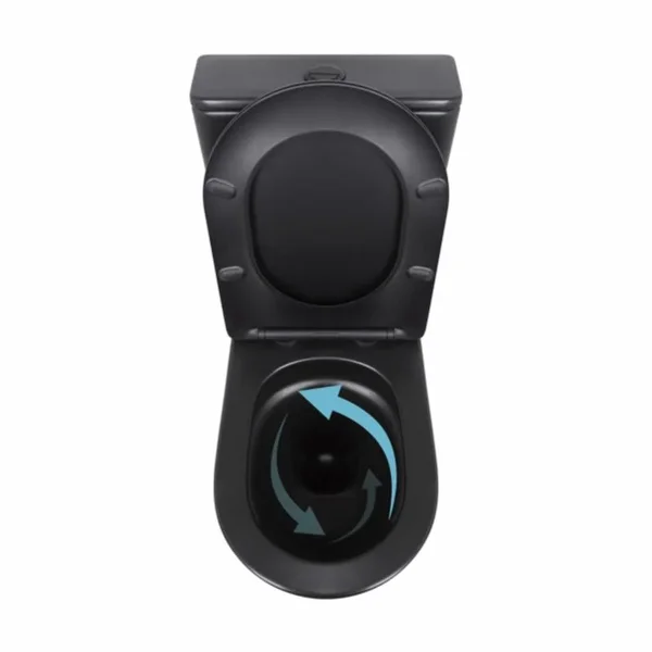 Унітаз-компакт підлоговий Qtap Robin Ultra Quiet безобідковий чорний матовий з сидінням Soft-close (QT13226083AMB)