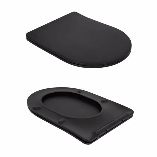 Унітаз-компакт підлоговий Qtap Robin Ultra Quiet безобідковий чорний матовий з сидінням Soft-close (QT13226083AMB)