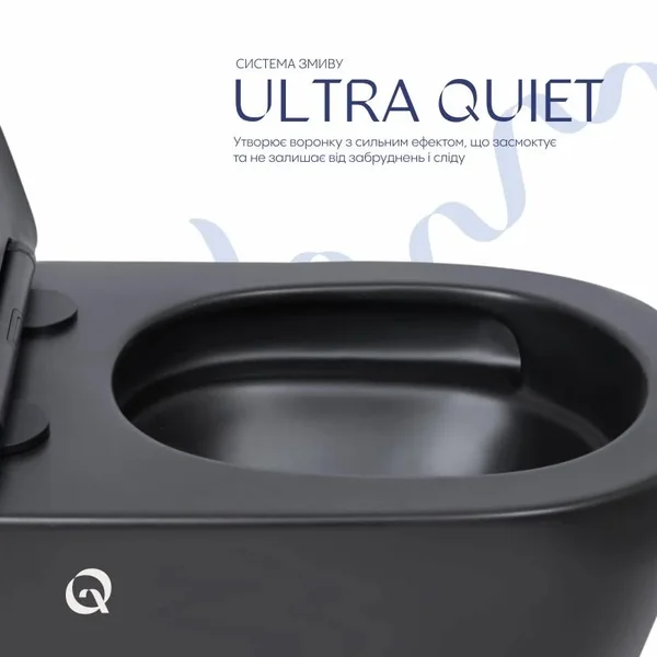 Підвісний унітаз Qtap Scorpio Ultra Quiet безобідковий матовий чорний з сидінням Soft-close (QT14332380AMB)