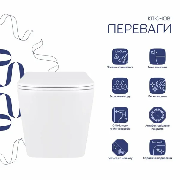 Унітаз підвісний Qtap QT17332303AW Tern Ultra Quiet білий безобідковий з сидінням soft-close (QT17332303AW)