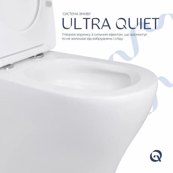 Унітаз-компакт підлоговий Qtap QT18226092AW Virgo Ultra Quiet керамічний білий, безобідковий з сидінням Soft-close (QT18226092AW)