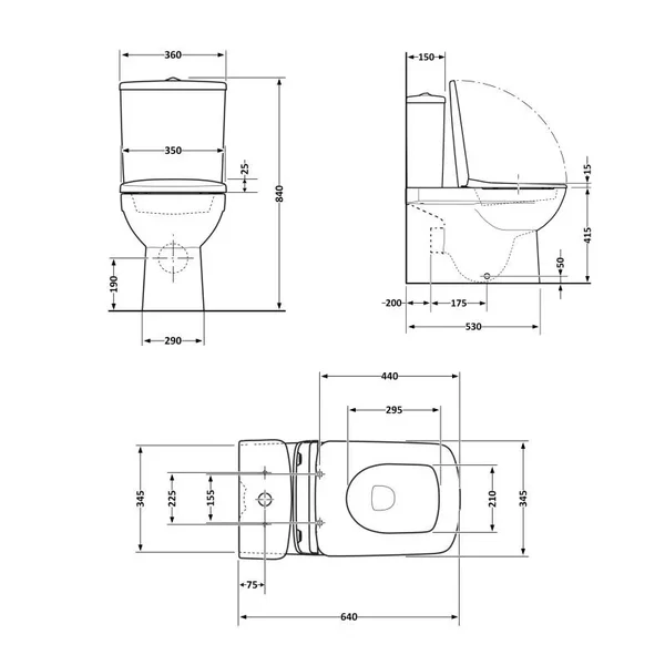 Унитаз-компакт Qtap QT27228303W Stenava белый безободковый с сиденьем Soft-close (QT27228303W)