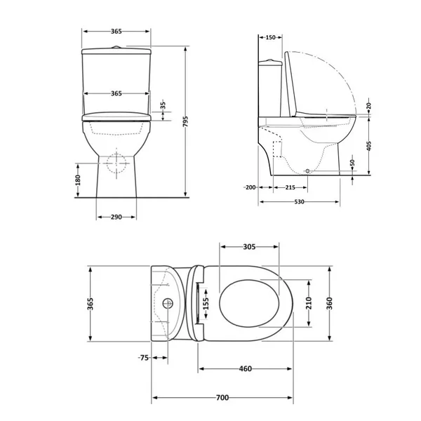 Унітаз-моноблок підлоговий Qtap Kolibri Ultra Quiet безобідковий з сидінням Soft-close WHITE QT10226380W
