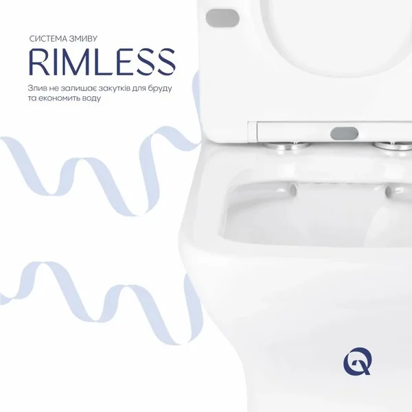 Унітаз підлоговий Qtap QT03228302W Aries Rimless керамічний білий безобідковий із сидінням Soft-close (QT03228302W)