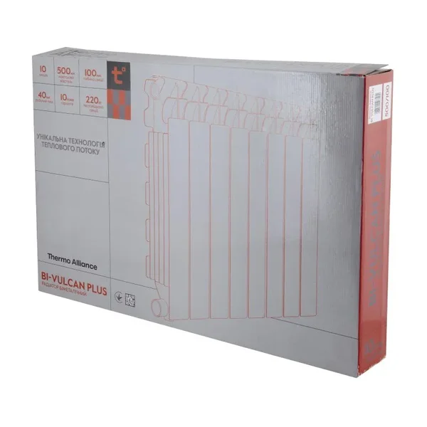 Радиатор биметаллический Thermo Alliance Bi-Vulcan PLUS 500/100 белый, секция 1, 8 кг (V500100BPLUS)