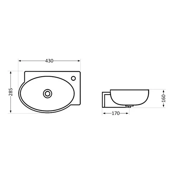 Раковина Qtap Leo керамическая белая подвесная 430×285×160 мм с переливом (QT11111008RW)