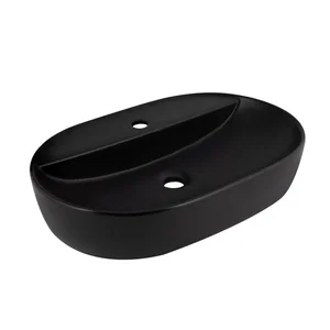 Накладная раковина-чаша Qtap QT142203MBMBN Scorpio керамическая черная матовая 600×400×120 мм (QT142203MBMBN)