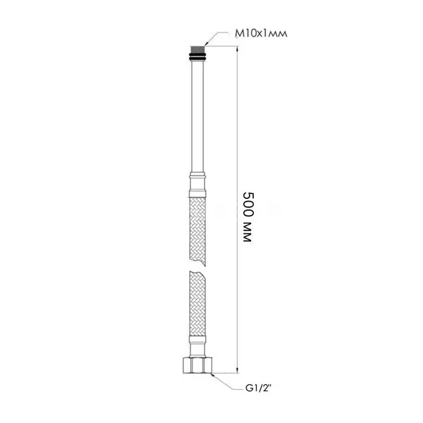 Гнучка підводка для змішувача Thermo Alliance M10x1/2В Standart нейлонова 50 см M10x1/2
