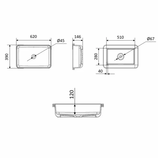 Раковина Qtap Scorpio керамическая белая врезная 615×390 мм (QT1411K491WN)