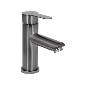 Змішувач для раковини Brinex Pure 001F з нержавіючої сталі графітовий низький (BRIPUR001FGRP)