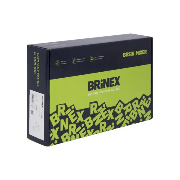 Змішувач для раковини Brinex Pure 001F з нержавіючої сталі, колір нікель, низький (BRIPUR001FNKL)