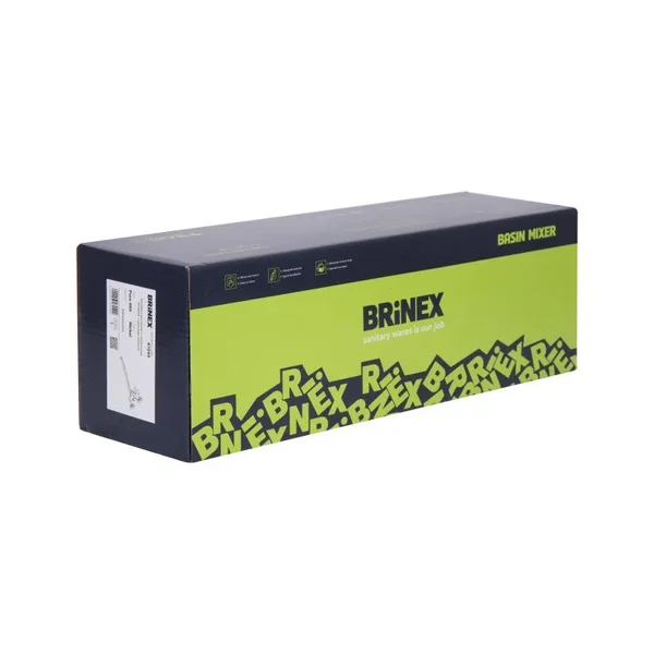 Смеситель для ванны Brinex Pure 005 из нержавеющей стали цвета никель с длинным поворотным изливом и душевым гарнитуром (BRIPUR005NKL)