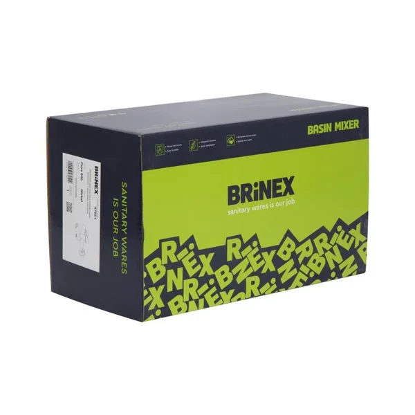 Смеситель для ванны Brinex Pure 006 из нержавеющей стали цвета никель с поворотным изливом и душевым гарнитуром (BRIPUR006NKL)