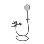 Смеситель для ванны Brinex Pure 006 из нержавеющей стали графитовый с поворотным изливом и душевым гарнитуром (BRIPUR006GRP)