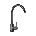 Смеситель для кухни Brinex Pure 015F из нержавеющей стали графитовый с поворотным U-образным изливом (BRIPUR015FGRP)