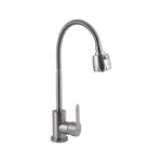 Смеситель для кухни Brinex Pure 015F41 из нержавеющей стали с гибким изливом, никель (BRIPUR015F41NKL)