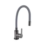 Смеситель для кухни Brinex Pure 015F3 из нержавеющей стали с гибким изливом, графитовый/серый (BRIPUR015F3GRG)
