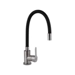 Смеситель для кухни Brinex Pure 015F3 из нержавеющей стали с гибким изливом, черный/никель (BRIPUR015F3NKB)