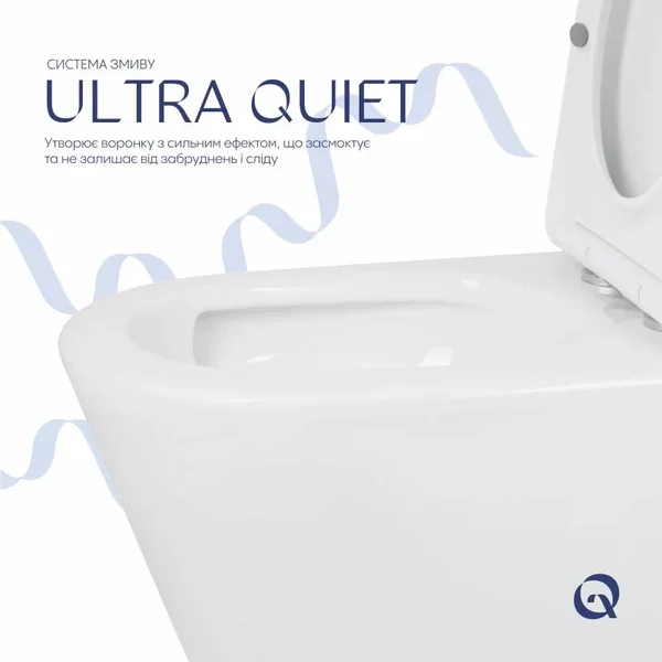 Унітаз-компакт підлоговий Qtap QT16222182TW Swan Ultra Quiet керамічний білий, безобідковий із сидінням Soft-close (QT16222182TW)