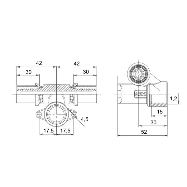 Трійник прес Icma 1/2вх20 № 422 1/2