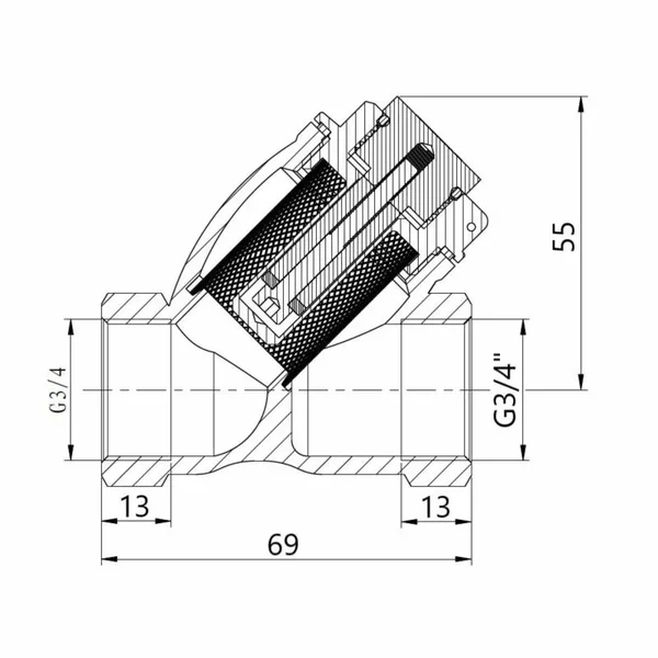 Фільтр грубої очистки косий Thermo Alliance Forte TAF126MW20 латунний з магнітом 3/4